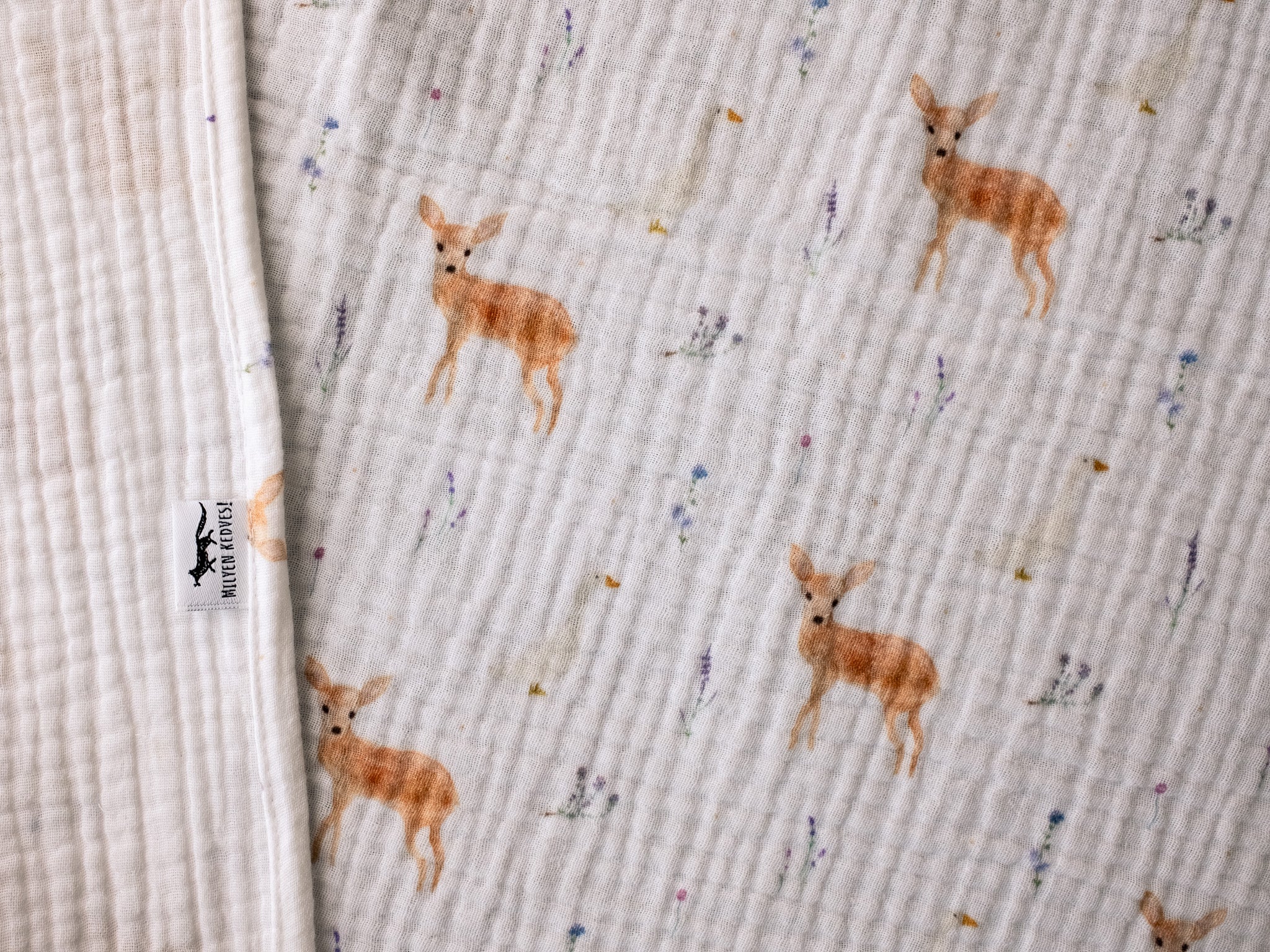 Muszlin babakendő - Őzgida kertje