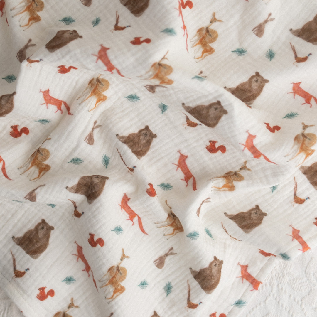 Muszlin babakendő - mackós, erdei állatos