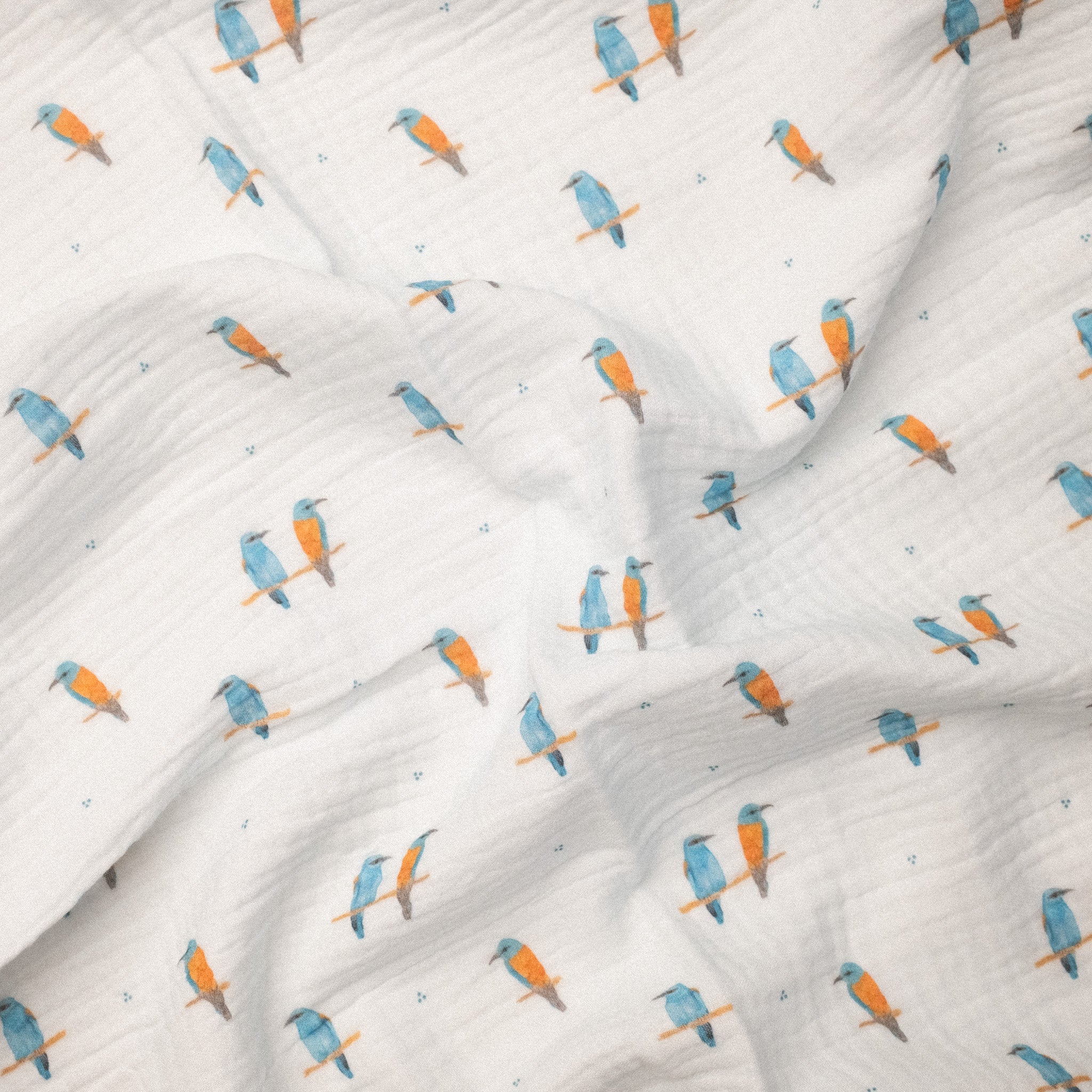 Kétrétegű muszlin takaró - Ragyogókék szalakóta