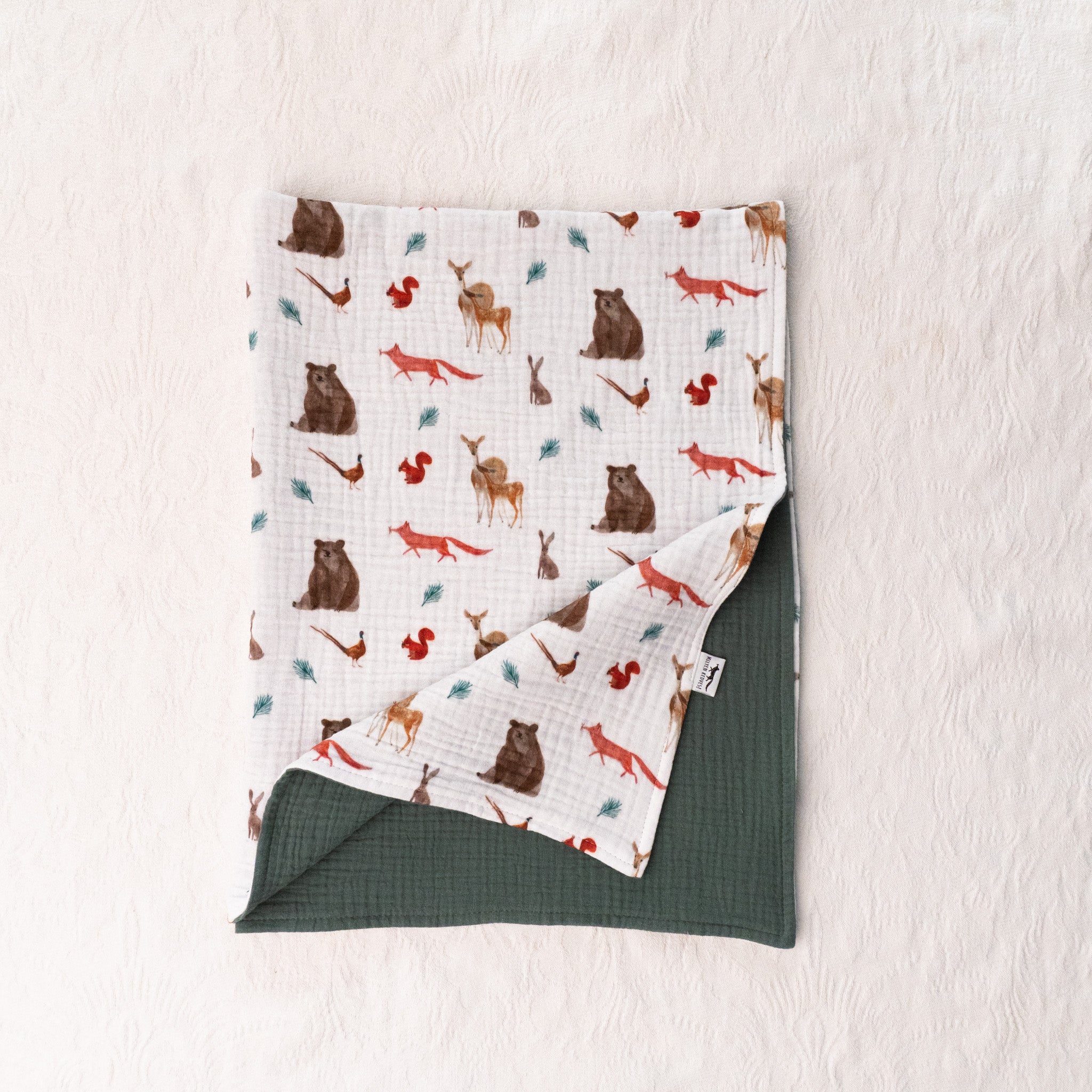 Kétrétegű muszlin takaró - mackós erdei