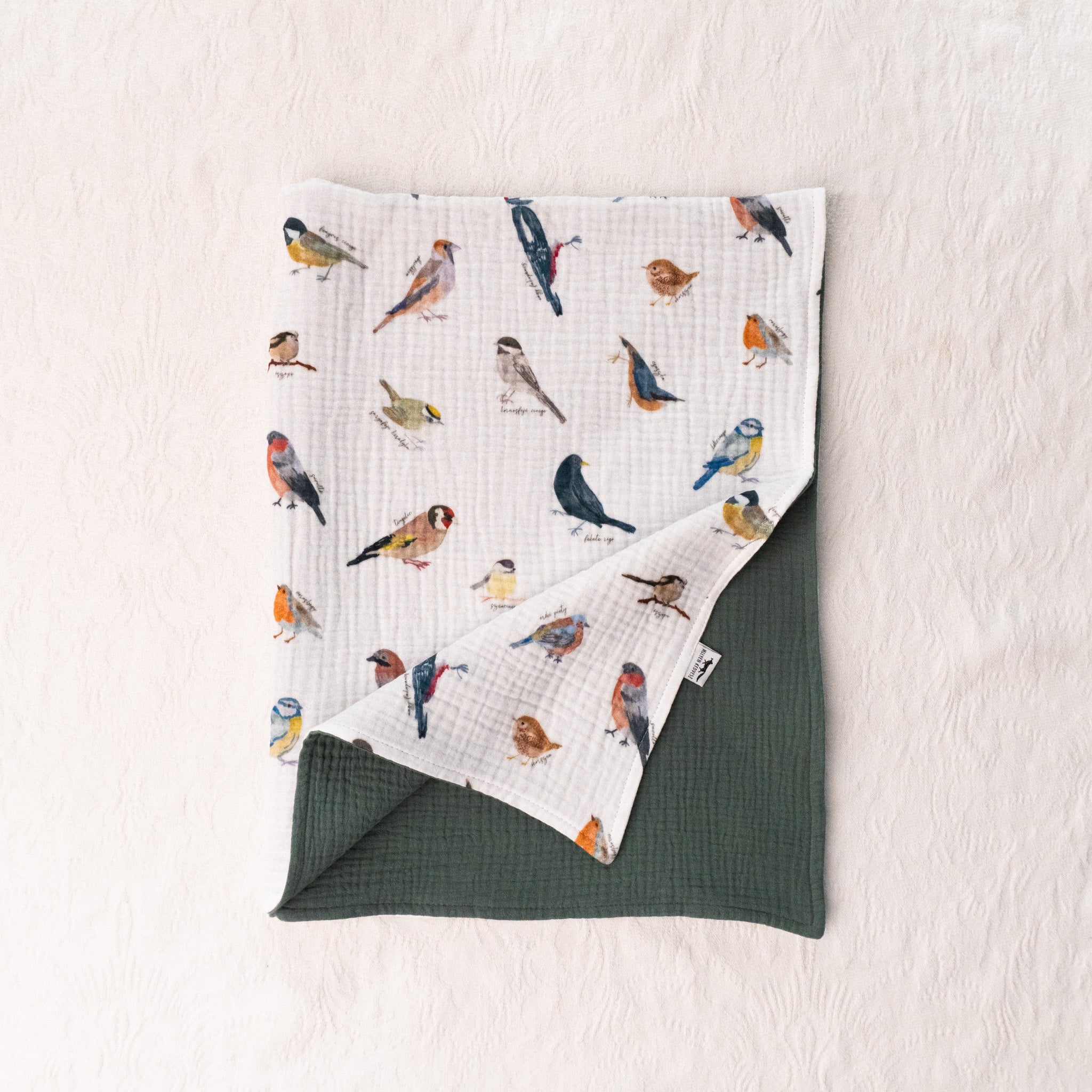 Kétrétegű muszlin takaró - Téli madárdal