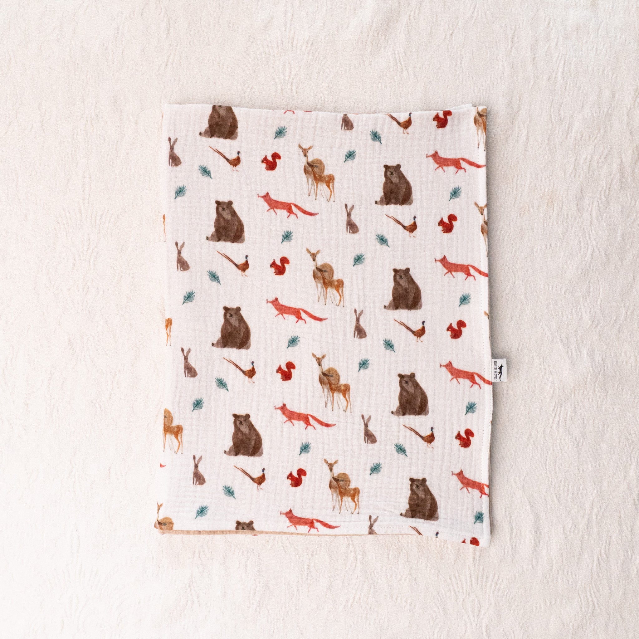 Kétrétegű muszlin takaró - mackós erdei