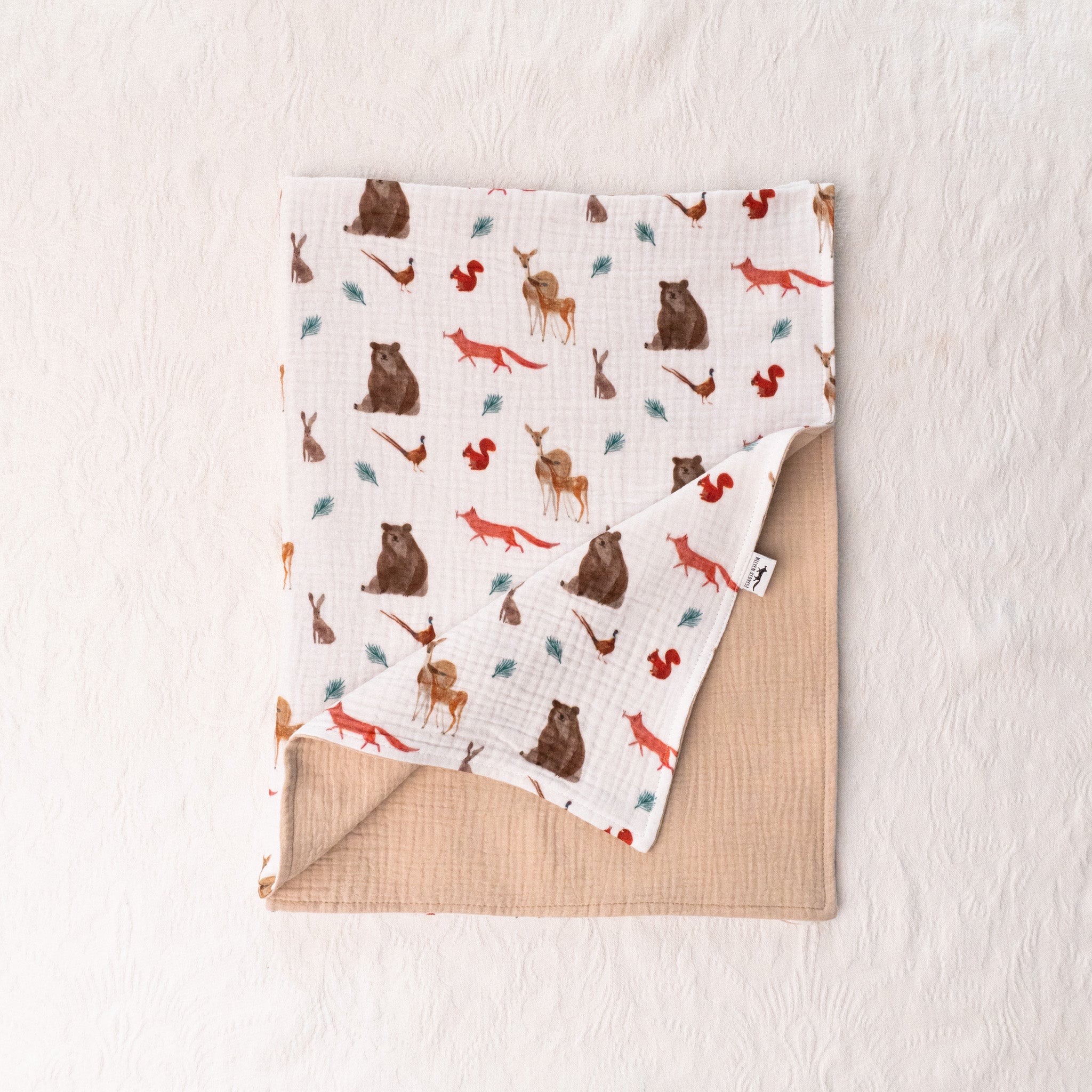 Kétrétegű muszlin takaró - mackós erdei