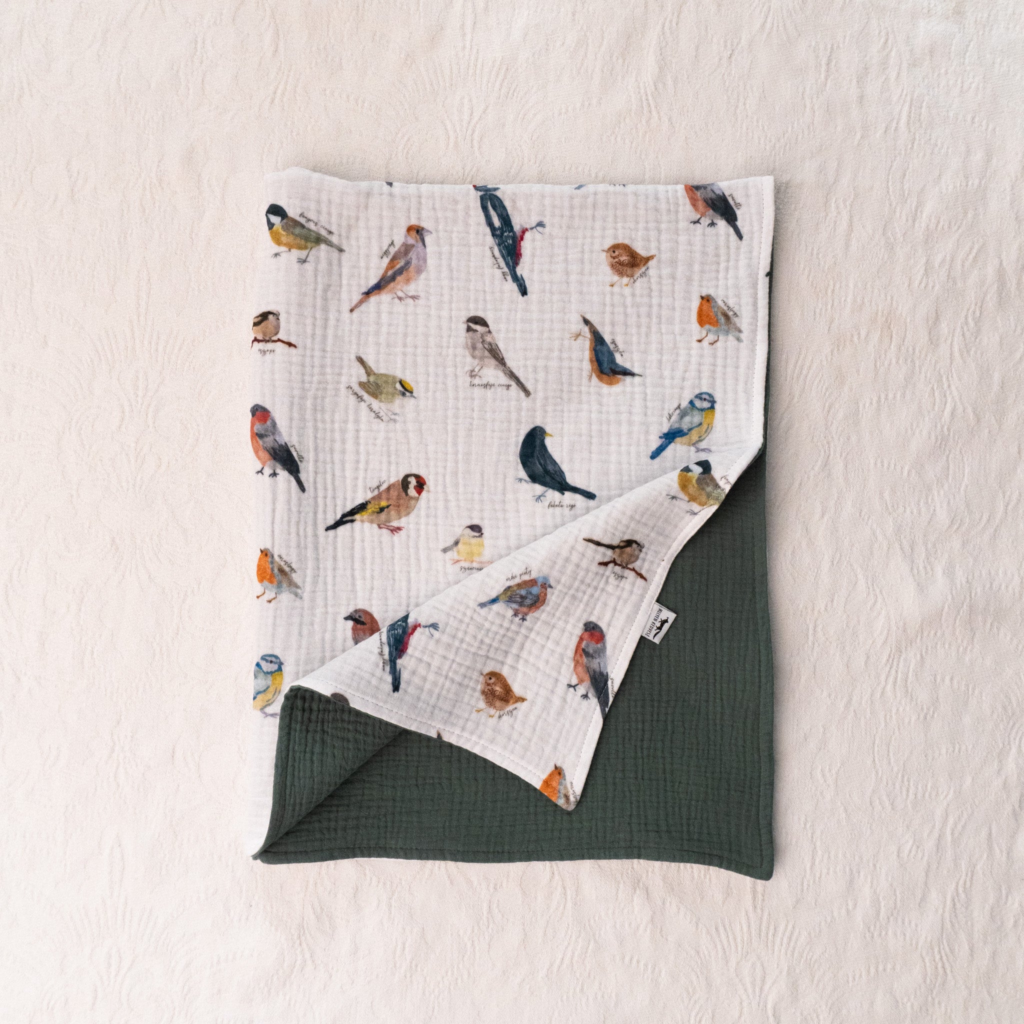 Kétrétegű muszlin takaró - Téli madárdal