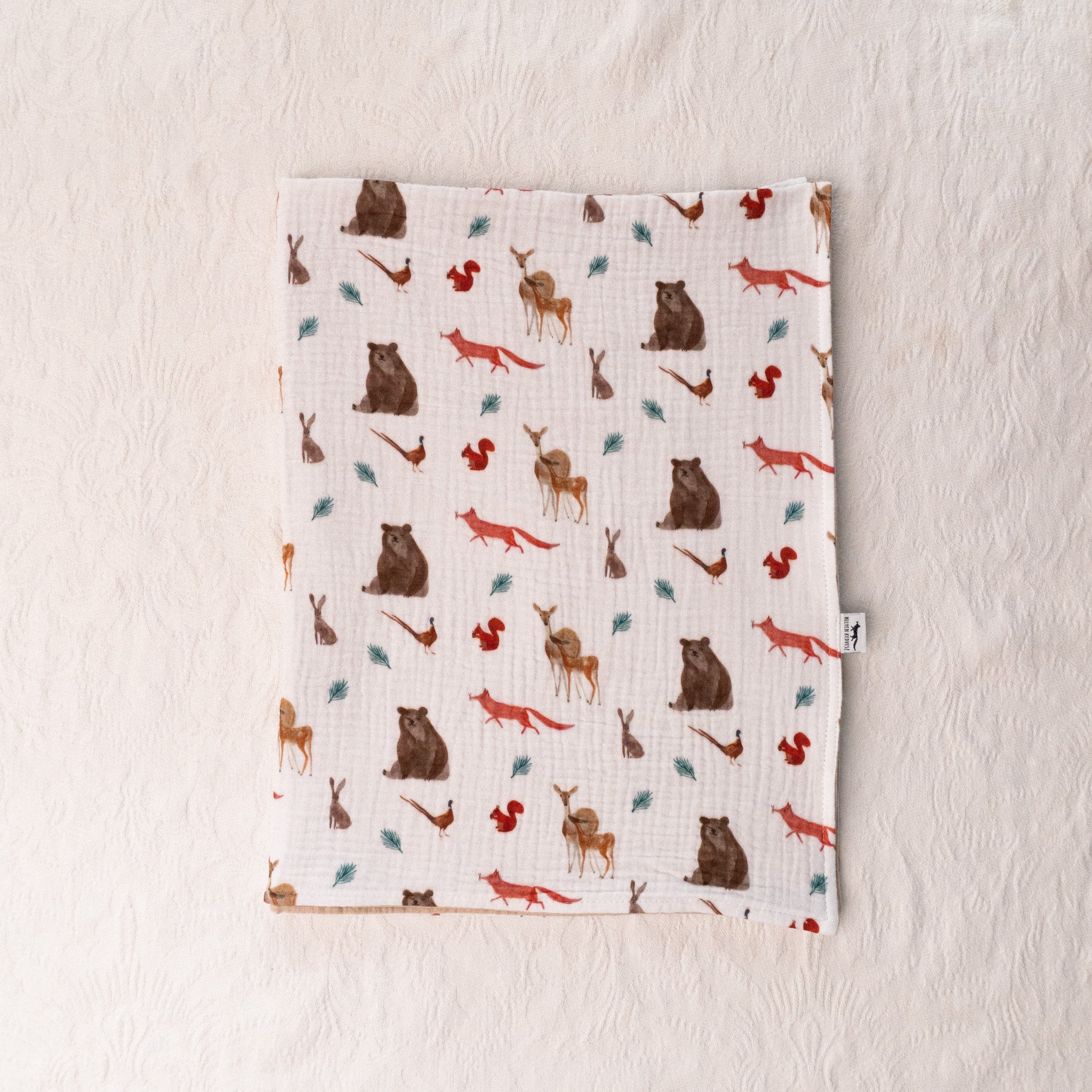 Kétrétegű muszlin takaró - mackós erdei
